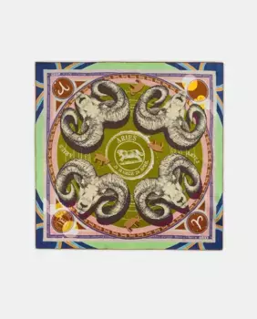 Эксклюзивный шарф со знаками зодиака из чистого шелка Codello, цвет Kaki