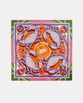 Эксклюзивный шарф со знаками зодиака из чистого шелка Codello, оранжевый