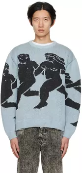 Эксклюзивный синий свитер SSENSE In-Depends Day Sweater Carne Bollente