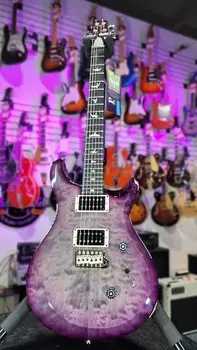 Эксклюзивный стеганый топ PRS S2 Custom 24 C&amp;M с доской из черного дерева потрясающего серо-черно-фиолетового цвета Burst! 541