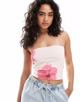 Эксклюзивный топ-бандо Frolic с цветочным принтом в виде розового гибискуса The Frolic