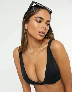 Эксклюзивный треугольный топ Peek & Beau Fuller Bust черного фактурного цвета