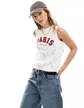 Эксклюзивный трикотажный топ без рукавов с логотипом Borg Paris кремового цвета The Frolic