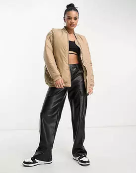 Эксклюзивный удлиненный бомбер бежевого цвета I Saw It First