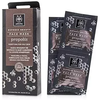 Экспресс-маска красоты для молодой жирной кожи с прополисом, 6х2х8мл Apivita