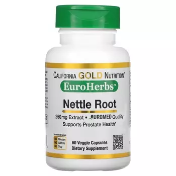 Экстракт Корня Крапивы California Gold Nutrition EuroHerbs, 60 вегетарианских капсул