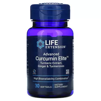Экстракт куркумы, имбирь и турмероны Life Extension Advanced Curcumin Elite, 30 капсул