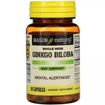 Экстракт Mason Natural из цельного растения Ginkgo Biloba, 60 капсул