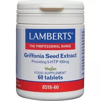 Экстракт семян гриффонии 100 мг - пищевая добавка с 5-гидрокситриптофаном для психологической поддержки, 60 капсул Lamberts