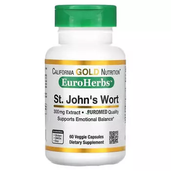 Экстракт Зверобоя California Gold Nutrition EuroHerbs Euromed, 60 растительных капсул