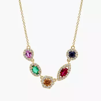 Экстраординарная коллекция: разноцветное ожерелье из драгоценных камней смешанной формы из 18-каратного желтого золота Blue Nile