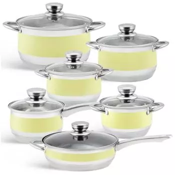 Экстравагантный набор кастрюль из нержавеющей стали, желтые полосы, 2 шт, подарочный, индукционный, ГАЗ ЭДЕНБЕРГ EDENBERG