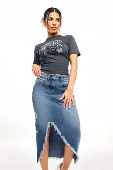 Экстремальная джинсовая юбка с потертостями Pixiegirl Petite, синий