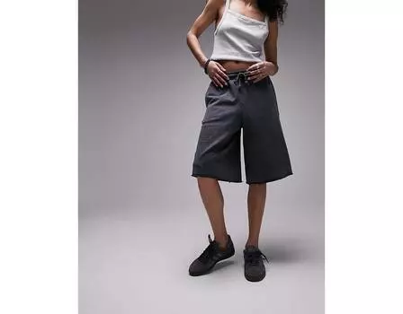 Экстремальные удлиненные шорты Topshop с необработанным краем, окрашенные в угольно-кислотный цвет