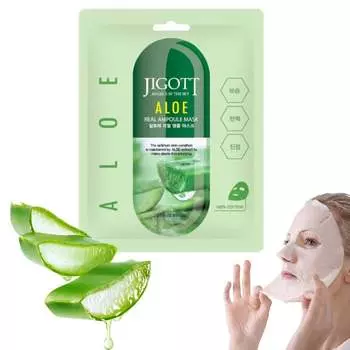 Jigott Aloe Real Ampoule Mask 27 мл