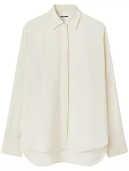 Jil Sander атласная рубашка с длинными рукавами, белый