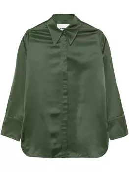 Jil Sander атласная рубашка, зеленый