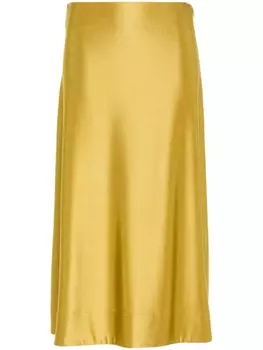 Jil Sander атласная юбка миди, желтый