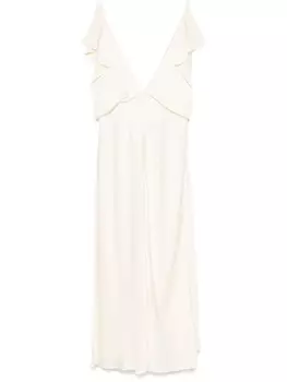 Jil Sander атласное платье миди, белый