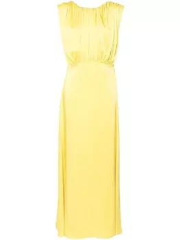 Jil Sander атласное платье миди с V-образным вырезом на спине, зеленый