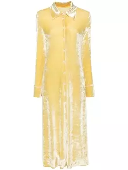 Jil Sander бархатное платье-рубашка, желтый