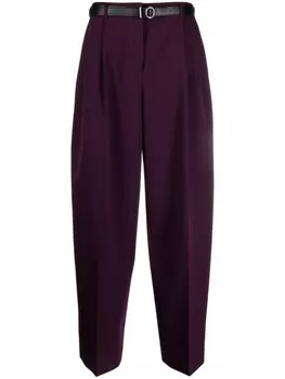 Jil Sander belted butter wool trousers, фиолетовый