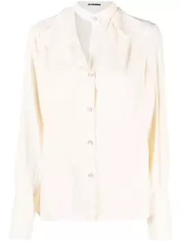 Jil Sander блузка с асимметричным воротником, нейтральный цвет