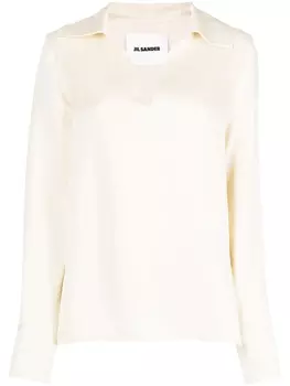 Jil Sander блузка с V-образным вырезом и длинными рукавами, белый