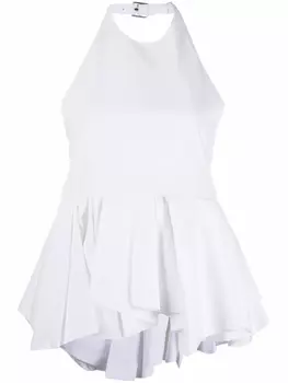 Jil Sander блузка с вырезом халтер и баской, белый