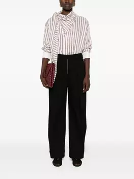 Jil Sander брюки палаццо из канваса, черный