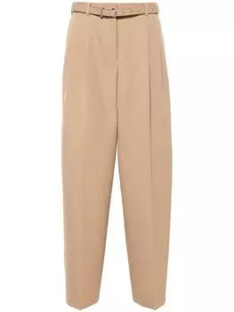 Jil Sander брюки с поясом, коричневый