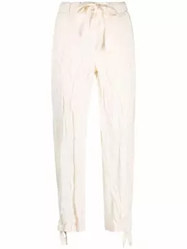 Jil Sander брюки с жатым эффектом и кулиской, нейтральный цвет