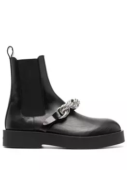 Jil Sander chain-link ankle leather boots, черный