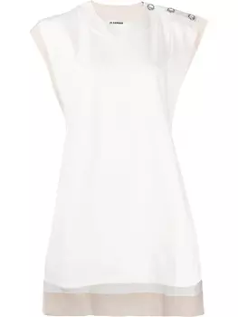 Jil Sander длинная футболка с асимметричным подолом, белый