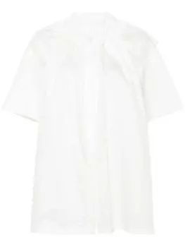 Jil Sander длинная рубашка с оборками, белый