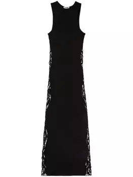 Jil Sander длинное платье без рукавов с кружевом, черный