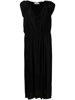 Jil Sander длинное ярусное платье со сборками, черный