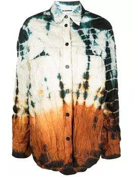 Jil Sander дутая рубашка с принтом тай-дай, серый