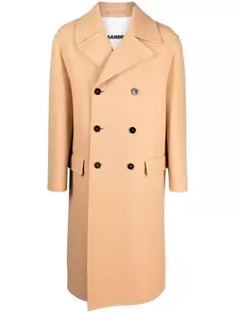 Jil Sander двубортное пальто из вирджинской шерсти, нейтральный цвет