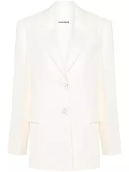 Jil Sander двубортный пиджак строгого кроя, нейтральный цвет