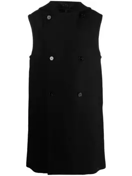 Jil Sander двубортный жилет с капюшоном, черный