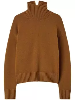 Jil Sander джемпер из смеси кашемира и воротника-трубы, коричневый