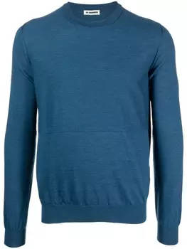 Jil Sander джемпер из вирджинской шерсти в рубчик, синий