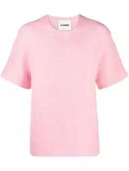 Jil Sander джемпер крупной вязки с короткими рукавами, розовый