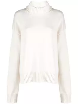 Jil Sander джемпер оверсайз с высоким воротником, белый