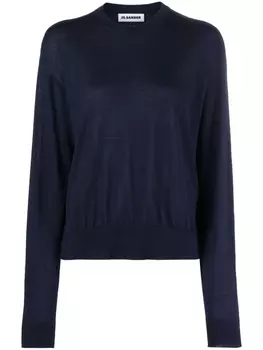 Jil Sander джемпер с круглым вырезом в рубчик, синий