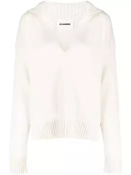 Jil Sander джемпер с разрезом на воротнике, нейтральный цвет