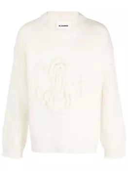 Jil Sander джемпер с вышитой монограммой, нейтральный цвет