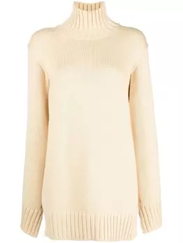 Jil Sander джемпер с высоким воротником и разрезами на рукавах, нейтральный цвет