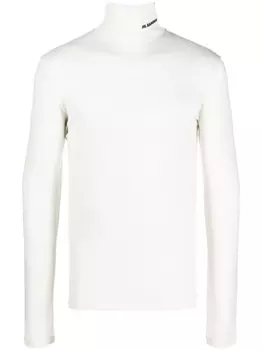 Jil Sander джемпер с высоким воротником и логотипом, нейтральный цвет